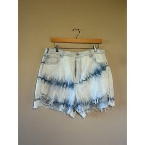 American Eagle Denim Mom‎ Shorts Tie Dye Distressed High Rise Size 16